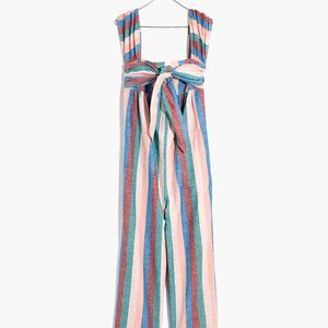 Madewell Cap-Sleeve Tie Jumpsuit in Flagstaff Stripe in Circus Stripe Dreamy Pin